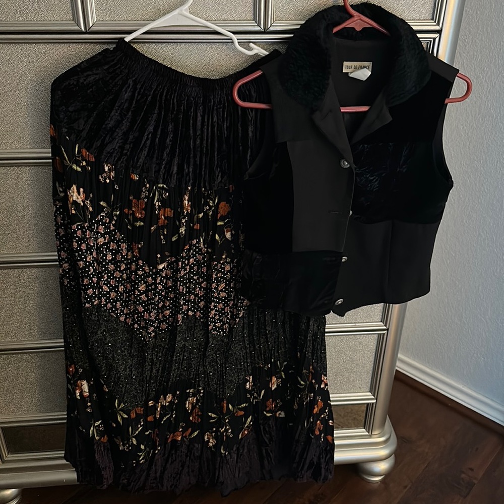 Size small Tour de France vest jacket and skirt matching set